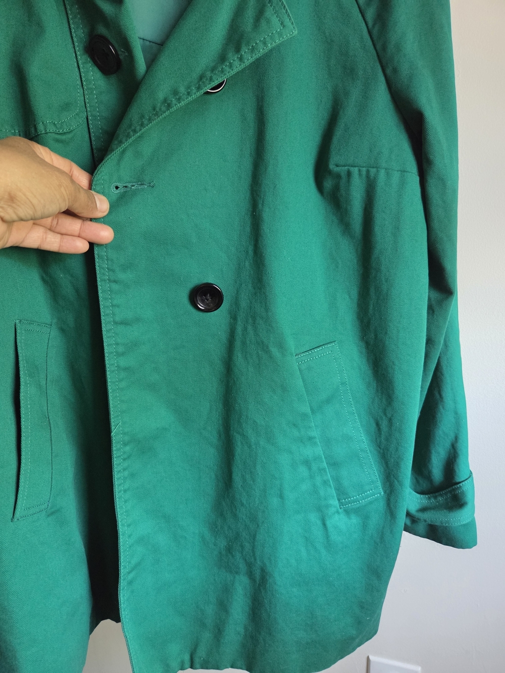 Daisy Fuentes Emerald Green Single-Breasted Trench Coat - Picture 7 of 11
